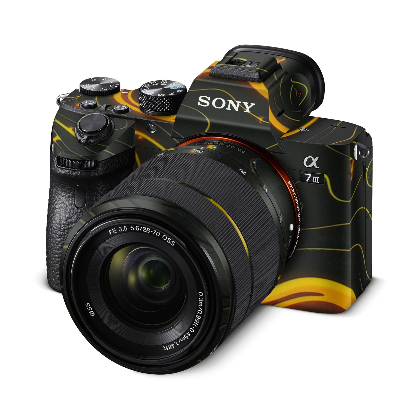 Black Golden Lines 3D Textured Camera Skin