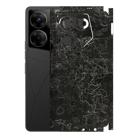 Tecno Phone Skins (All Models) - Black map Texture - 3D Embossed Finish (L-201) Tecno Camon 20 Pro