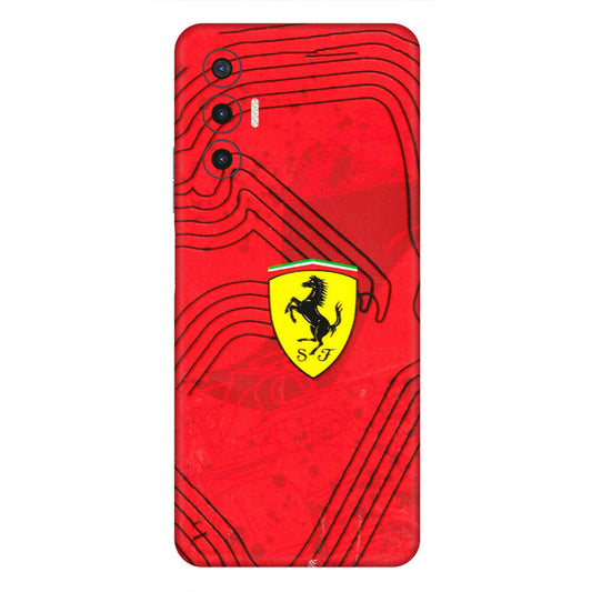 Tecno Phone Skins (All Models) - Red Ferrari Logo Stylish - 3D Embossed Finish (L-238) Tecno Pova 3
