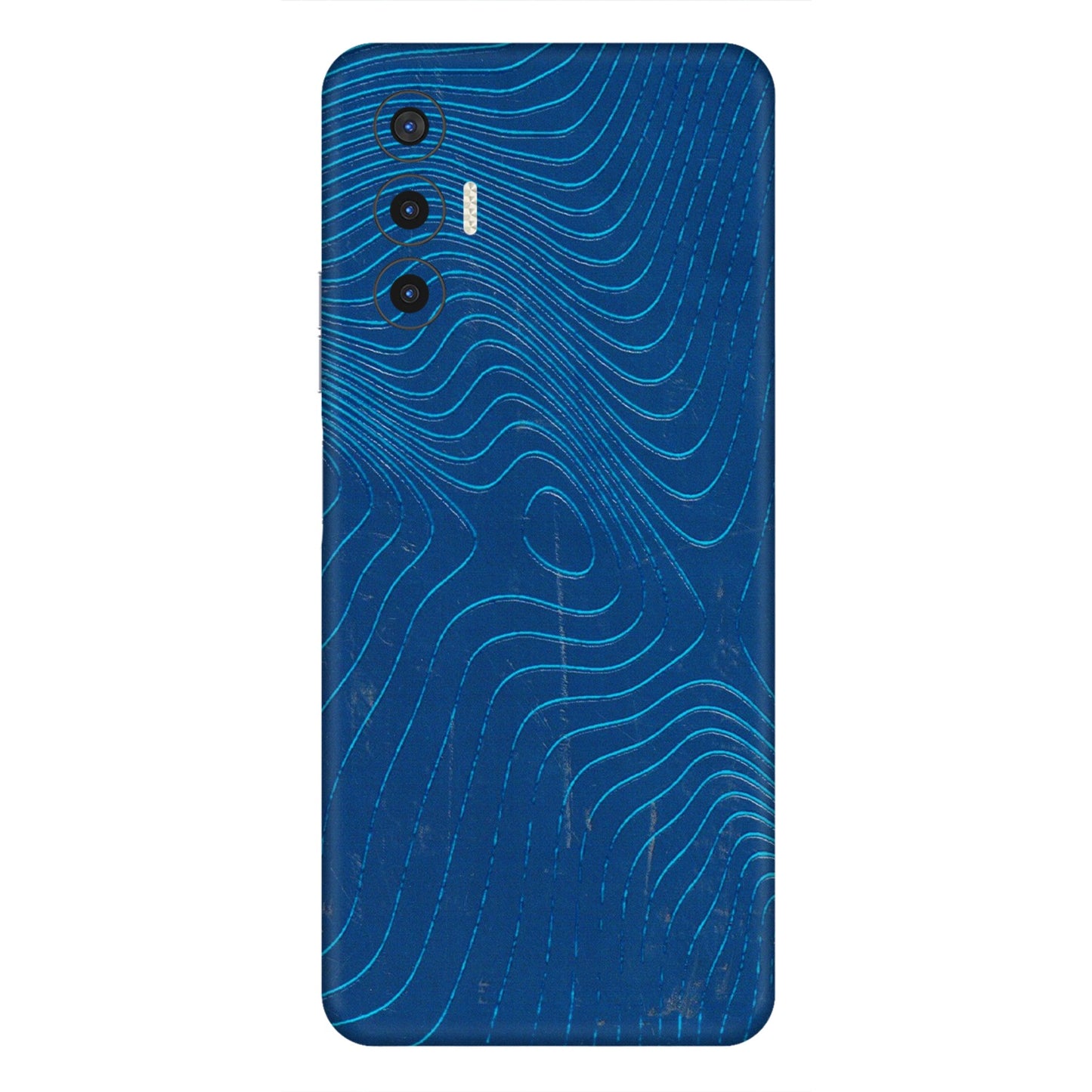 Tecno Phone Skins (All Models) - Abstract Blue Line Map - 3D Embossed Finish (L-272) Tecno Pova 3