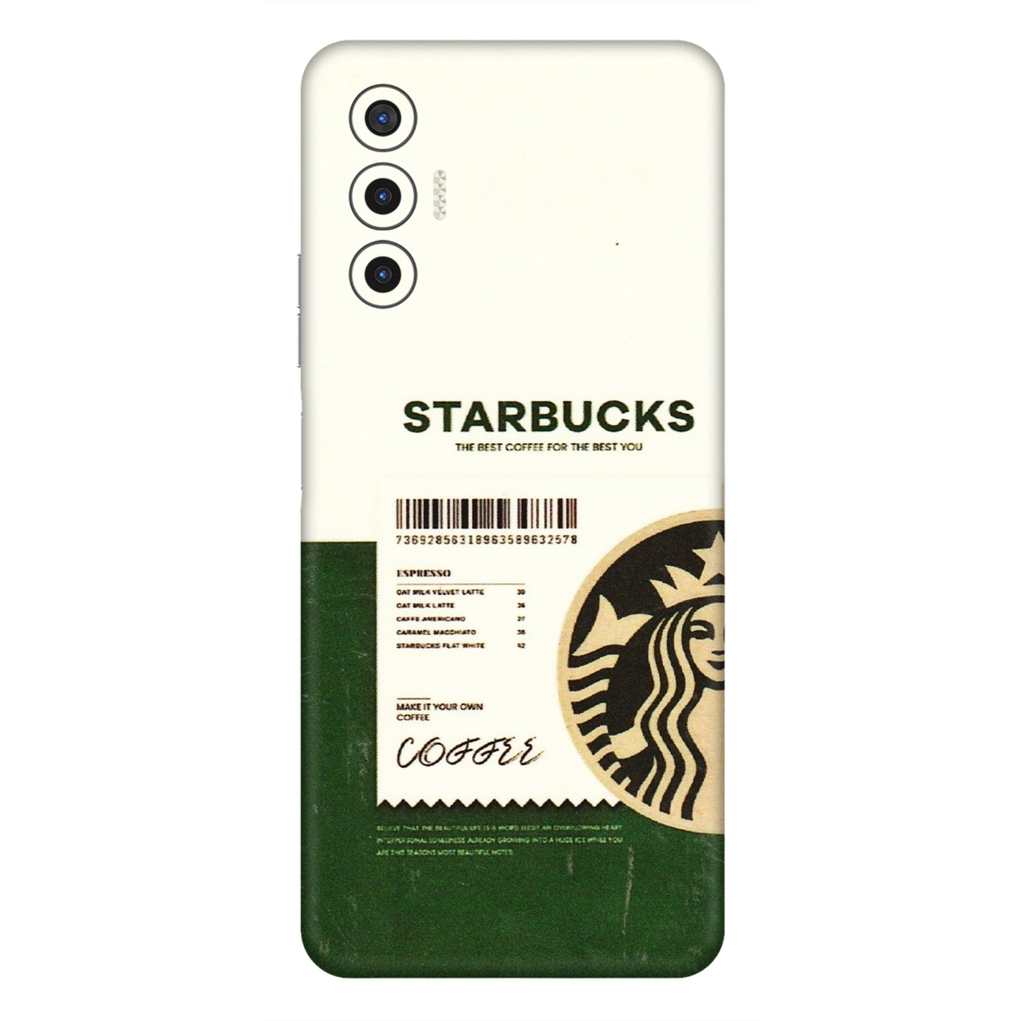 Tecno Phone Skins (All Models) - Starbucks Barcode - 3D Embossed Finish (L-308) Tecno Pova 3