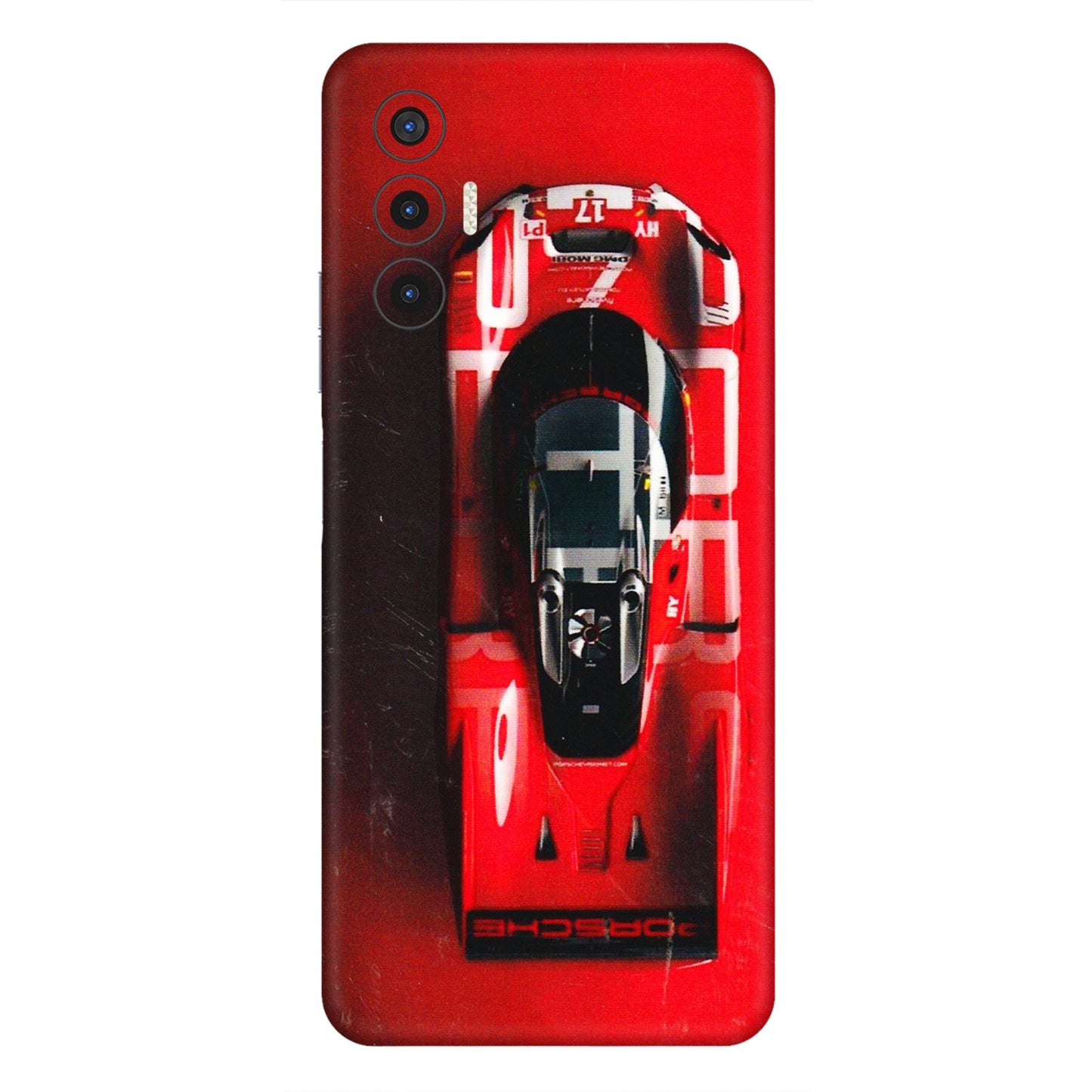 Tecno Phone Skins (All Models) - Red Porsche Car Logo - 3D Embossed Finish (L-315) Tecno Pova 3