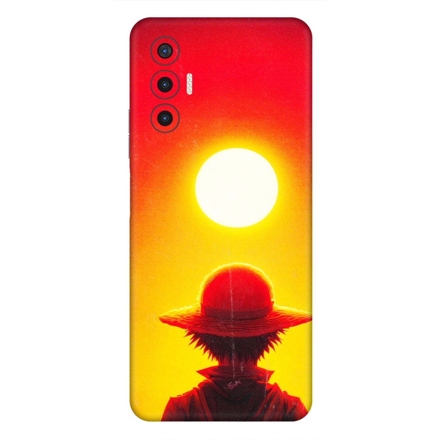 Tecno Phone Skins (All Models) - Cool Sunset With Monkey D.Luffy Anime - 3D Embossed Finish (L-329) Tecno Pova 3