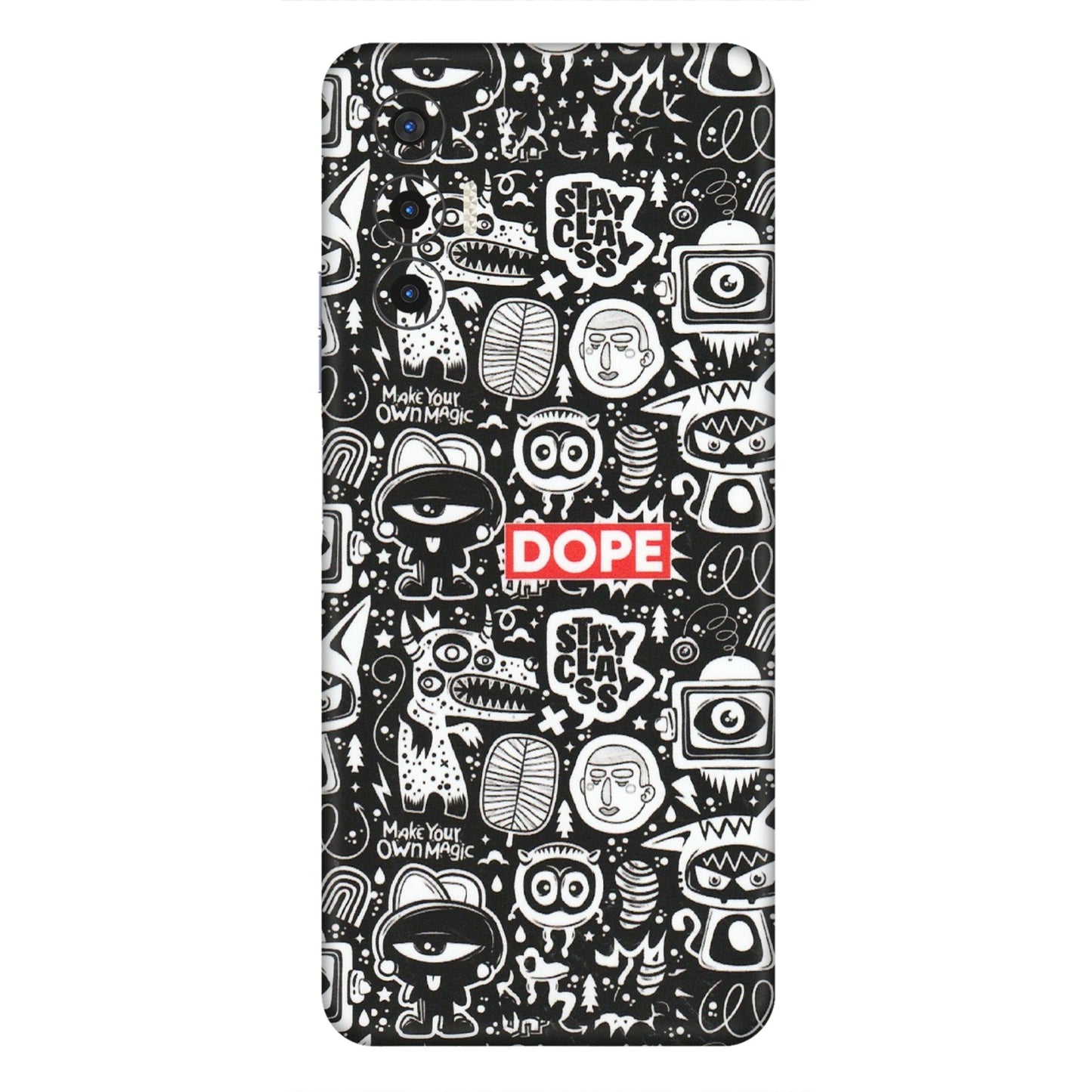 Tecno Phone Skins (All Models) - Dope Stay Classy Black Doodles - Matte Finish (M-126) Tecno Pova 3