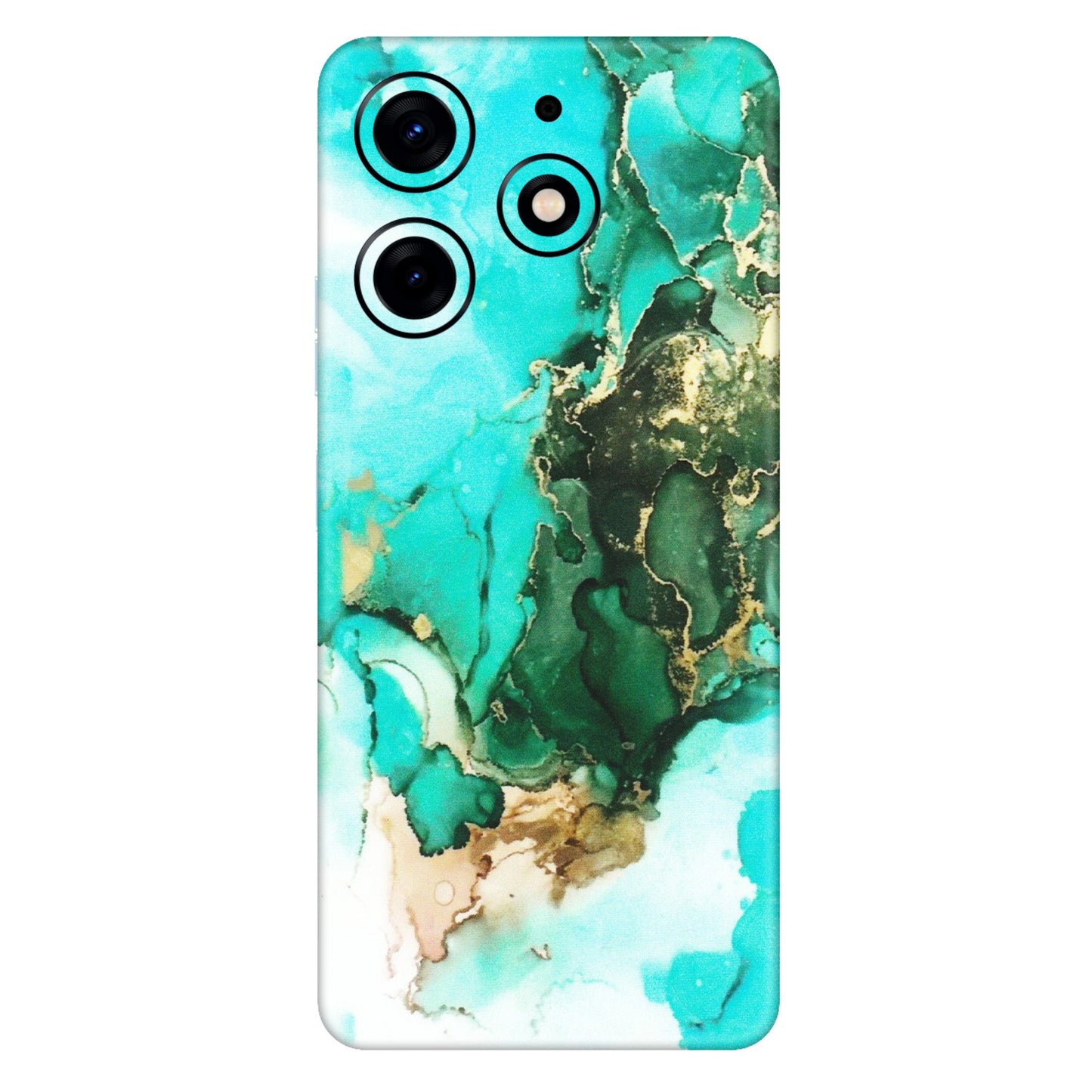 Tecno Phone Skins (All Models) - The Blue Gold Marble - Matte Finish (M-124) Tecno Spark 10 PRO
