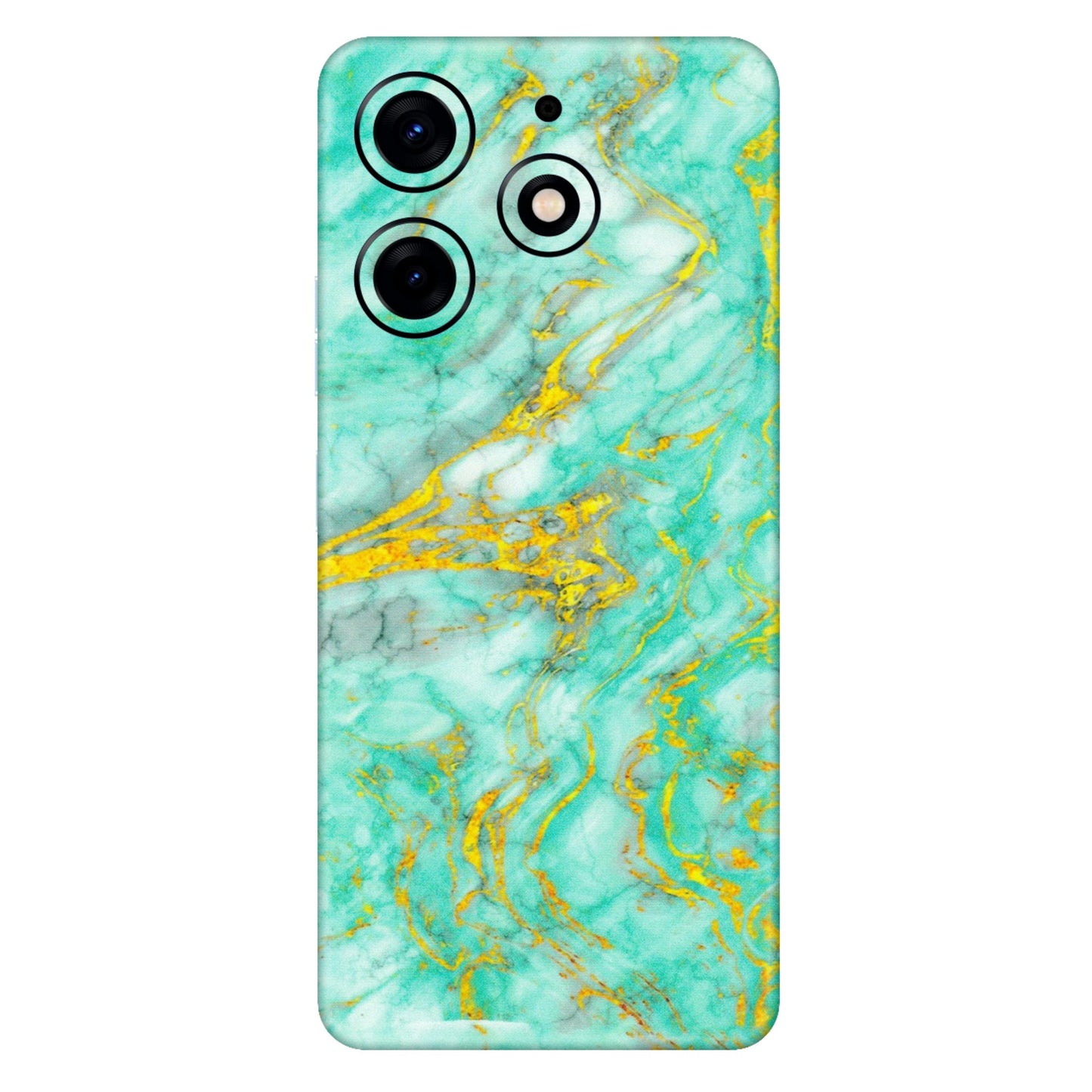Tecno Phone Skins (All Models) - Green And Gold Marble Feel - Matte Finish (M-16) Tecno Spark 10 PRO