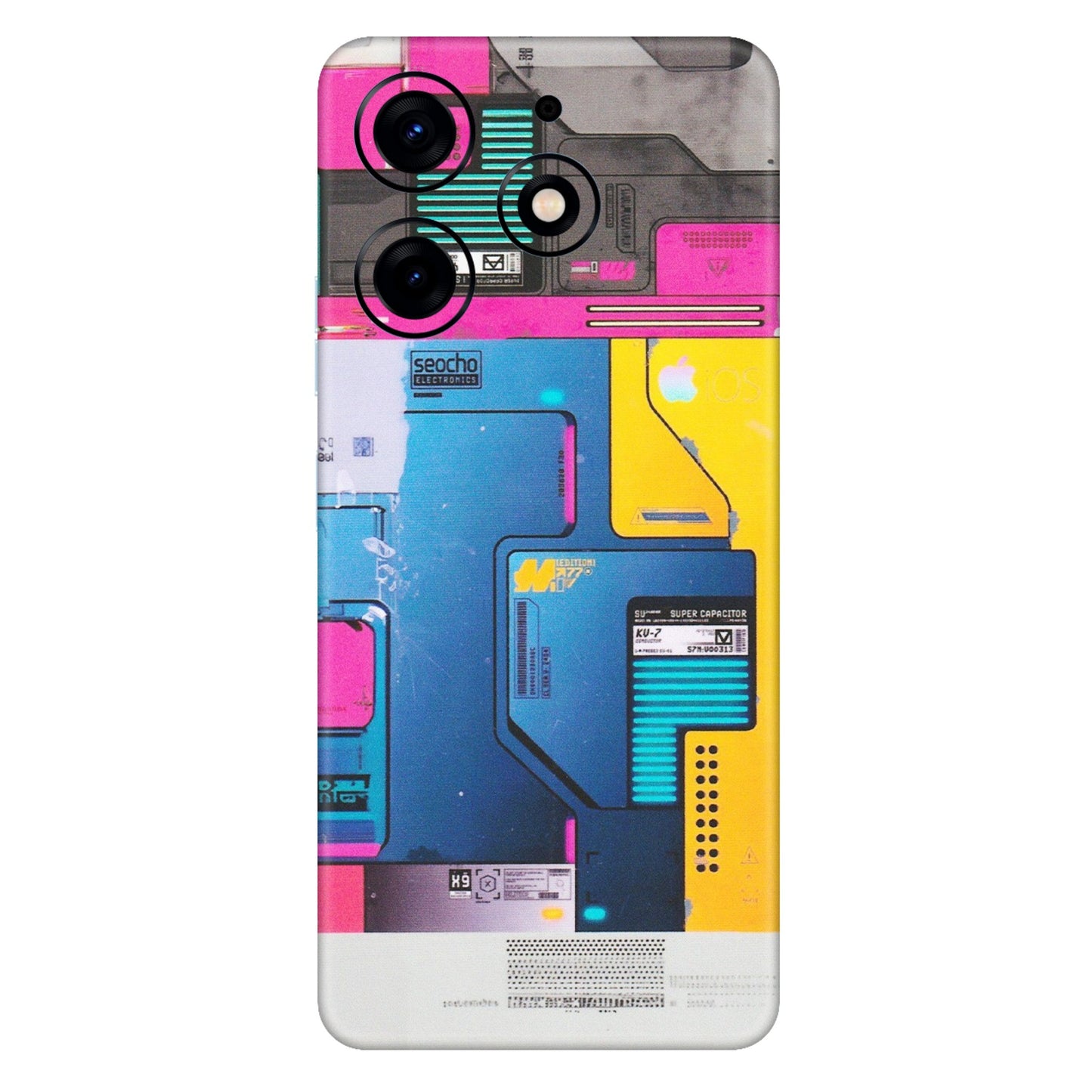 Tecno Phone Skins (All Models) - Colourfull Motherboard Internals - Matte Finish (M-55) Tecno Spark 10 PRO