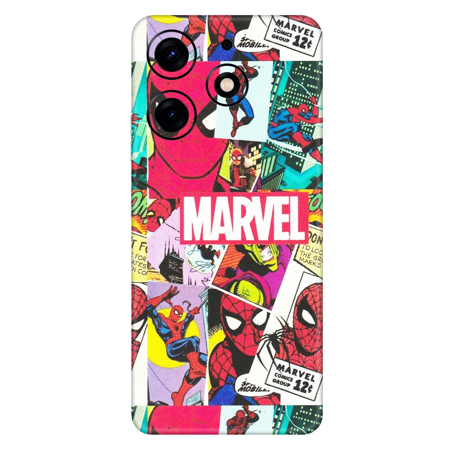 Tecno Phone Skins (All Models) - Marvel Comic Spiderman Grafitti - Matte Finish (M-72) Tecno Spark 10 PRO
