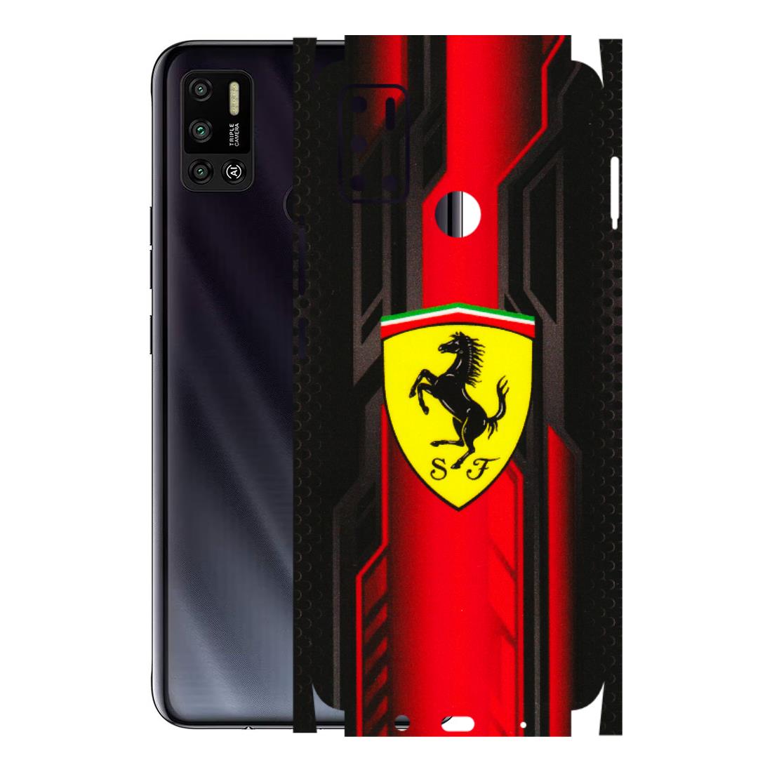 Tecno Phone Skins (All Models) - Black Ferrari Logo - 3D Embossed Finish (L-253) Tecno Spark 6 AIR