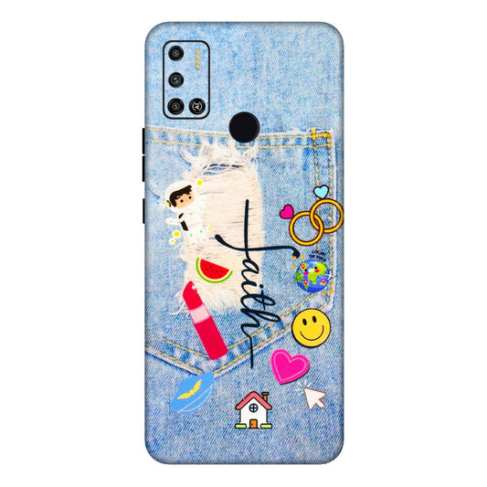 Tecno Phone Skins (All Models) - Denim Jeans Pocket - 3D Embossed Finish (L-134) Tecno Spark 6 AIR