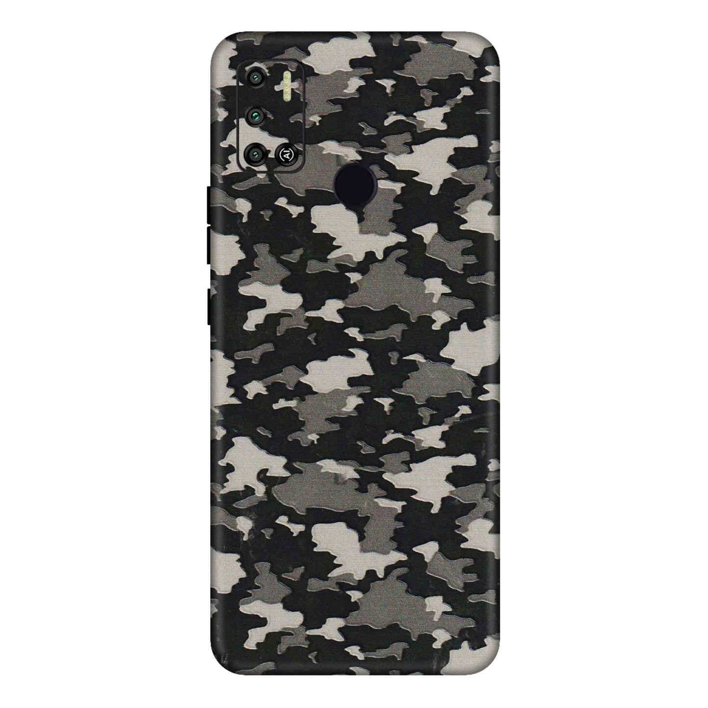 Tecno Phone Skins (All Models) - Black/Grey Camoflaunge - 3D Embossed Finish (L-142) Tecno Spark 6 AIR
