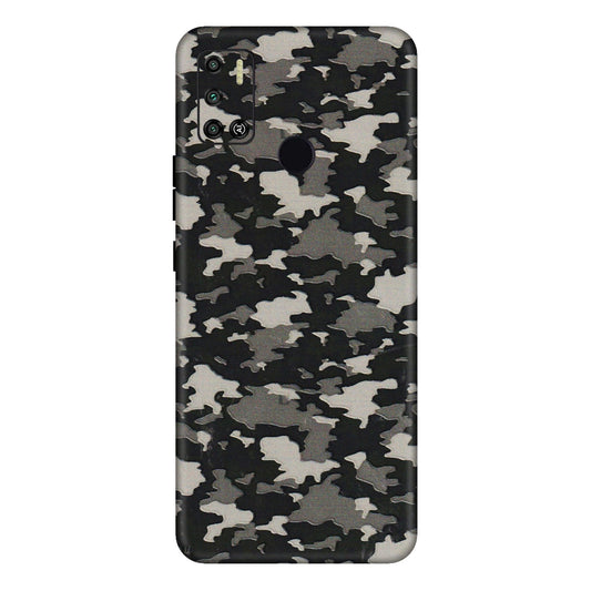 Tecno Phone Skins (All Models) - Black/Grey Camoflaunge - 3D Embossed Finish (L-142) Tecno Spark 6 AIR
