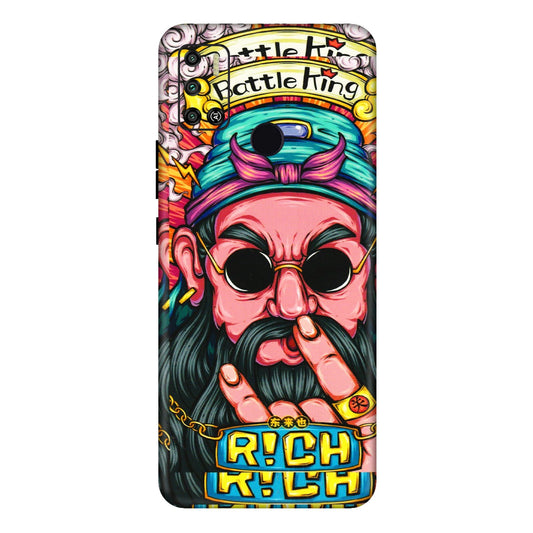 Tecno Phone Skins (All Models) - Battle King Dude Face - 3D Embossed Finish (L-178) Tecno Spark 6 AIR