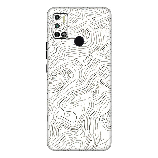 Tecno Phone Skins (All Models) - White Black Swirls - 3D Embossed Finish (L-219) Tecno Spark 6 AIR