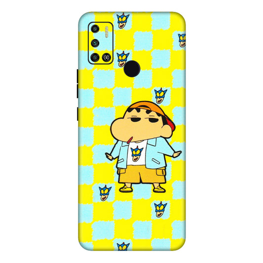 Tecno Phone Skins (All Models) - Yellow Blue Shinchan Cute - 3D Embossed Finish (L-221) Tecno Spark 6 AIR
