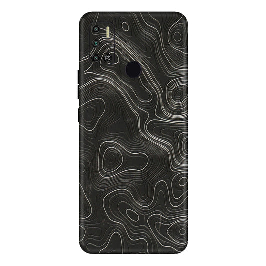 Tecno Phone Skins (All Models) - Abstract White Line Map - 3D Embossed Finish (L-269) Tecno Spark 6 AIR