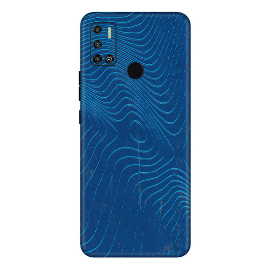 Tecno Phone Skins (All Models) - Abstract Blue Line Map - 3D Embossed Finish (L-272) Tecno Spark 6 AIR