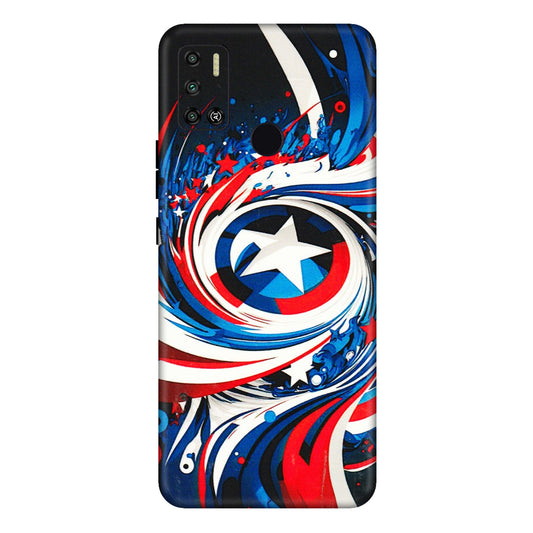 Tecno Phone Skins (All Models) - Captain America Logo - 3D Embossed Finish (L-307) Tecno Spark 6 AIR
