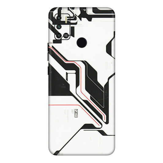 Tecno Phone Skins (All Models) - White Techy Logo - 3D Embossed Finish (L-312) Tecno Spark 6 AIR