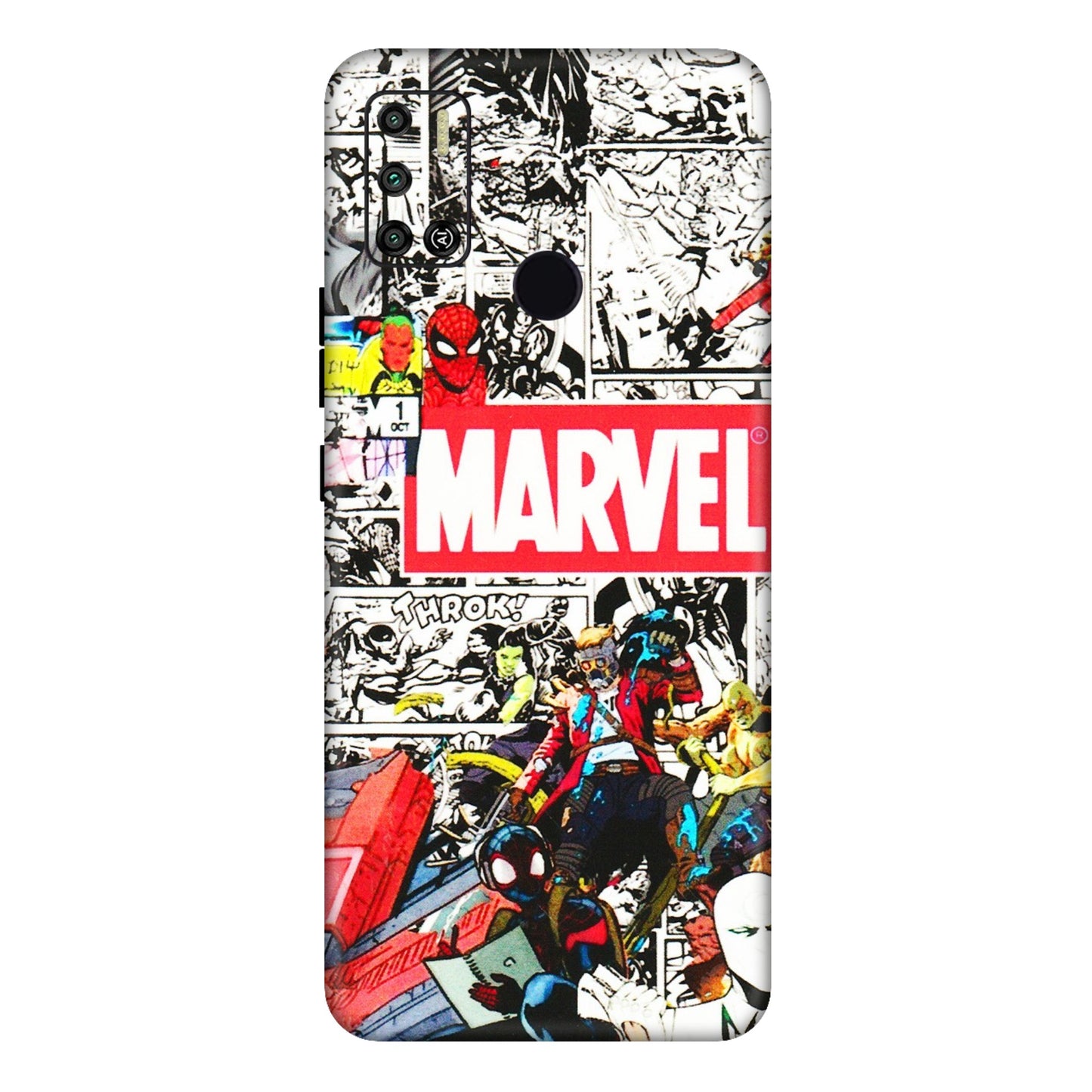 Tecno Phone Skins (All Models) - Marvel Colorful Comic - 3D Embossed Finish (L-64) Tecno Spark 6 AIR