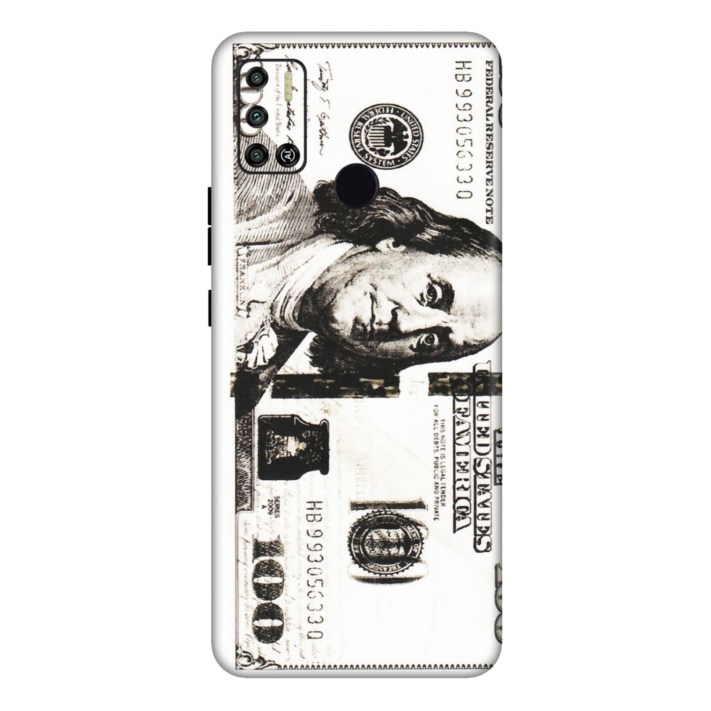 Tecno Phone Skins (All Models) - 100 Dollar Currency - Transparent Finish (T-01) Tecno Spark 6 AIR