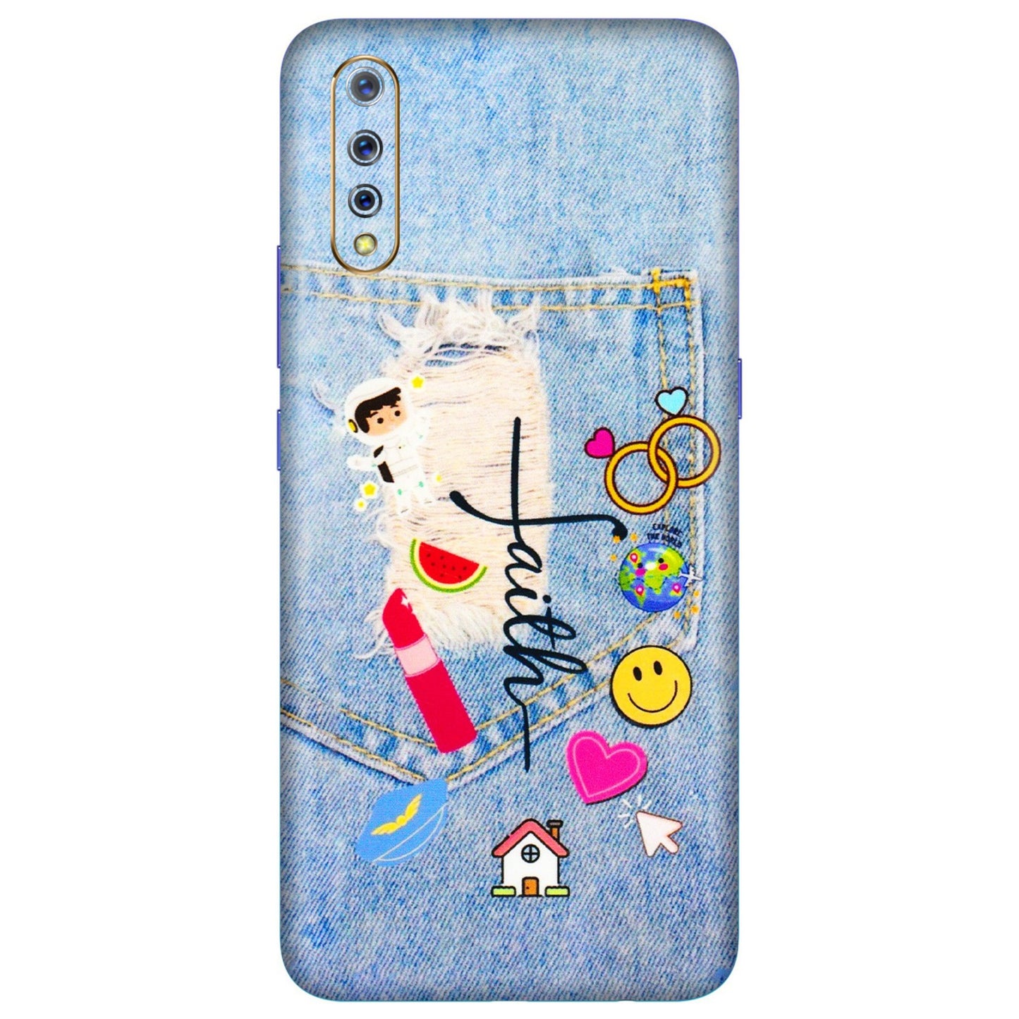VIVO Z/V/X/T/U/S Series Phone Skins (All Models) - Denim Jeans Pocket - 3D Embossed Finish (L-134) Vivo S1