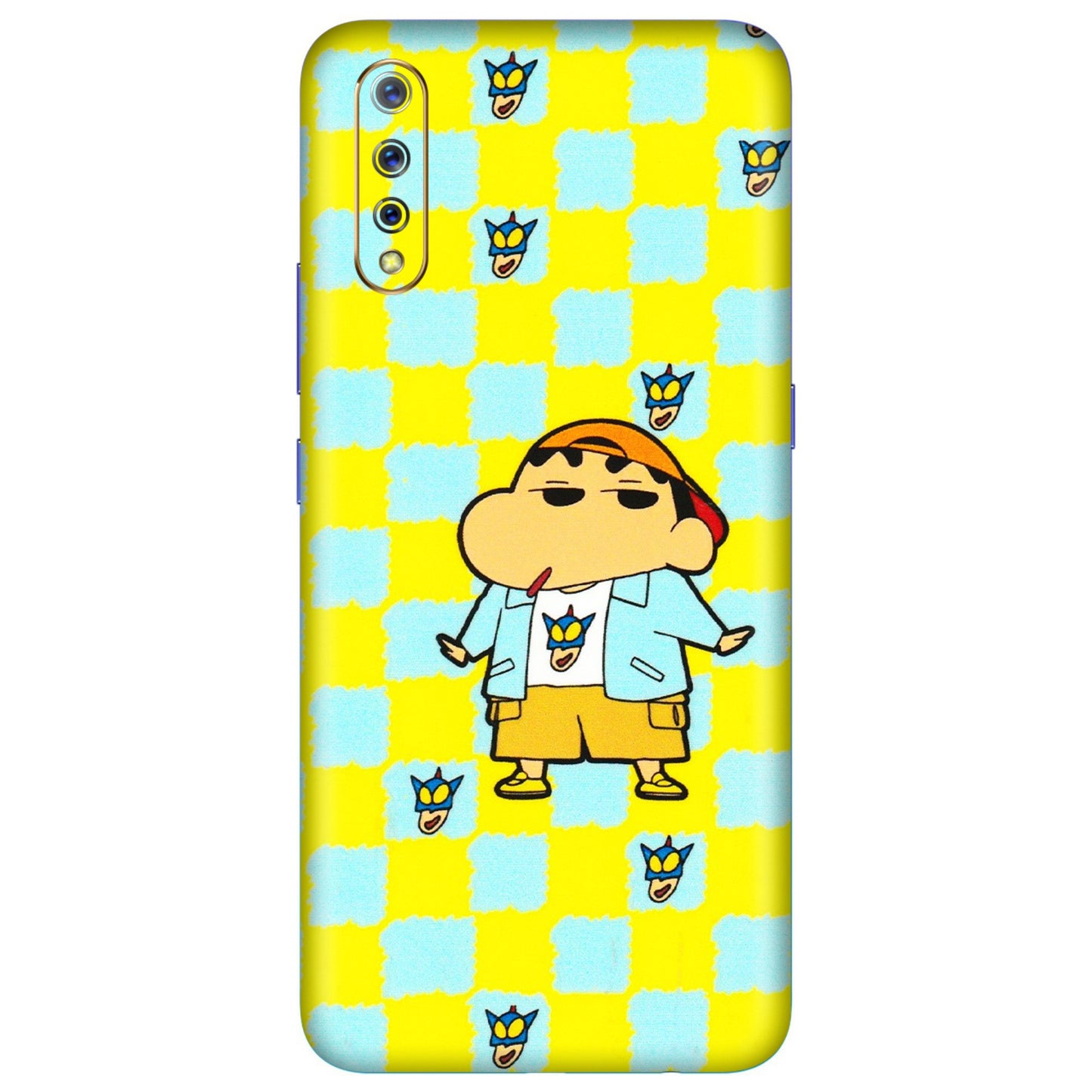 VIVO Z/V/X/T/U/S Series Phone Skins (All Models) - Yellow Blue Shinchan Cute - 3D Embossed Finish (L-221) Vivo S1