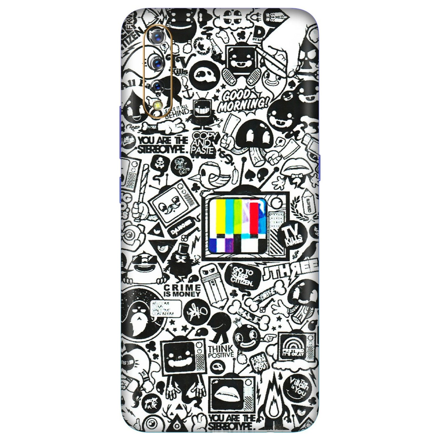 VIVO Z/V/X/T/U/S Series Phone Skins (All Models) - Doodles Positive Art - 3D Embossed Finish (L-263) Vivo S1