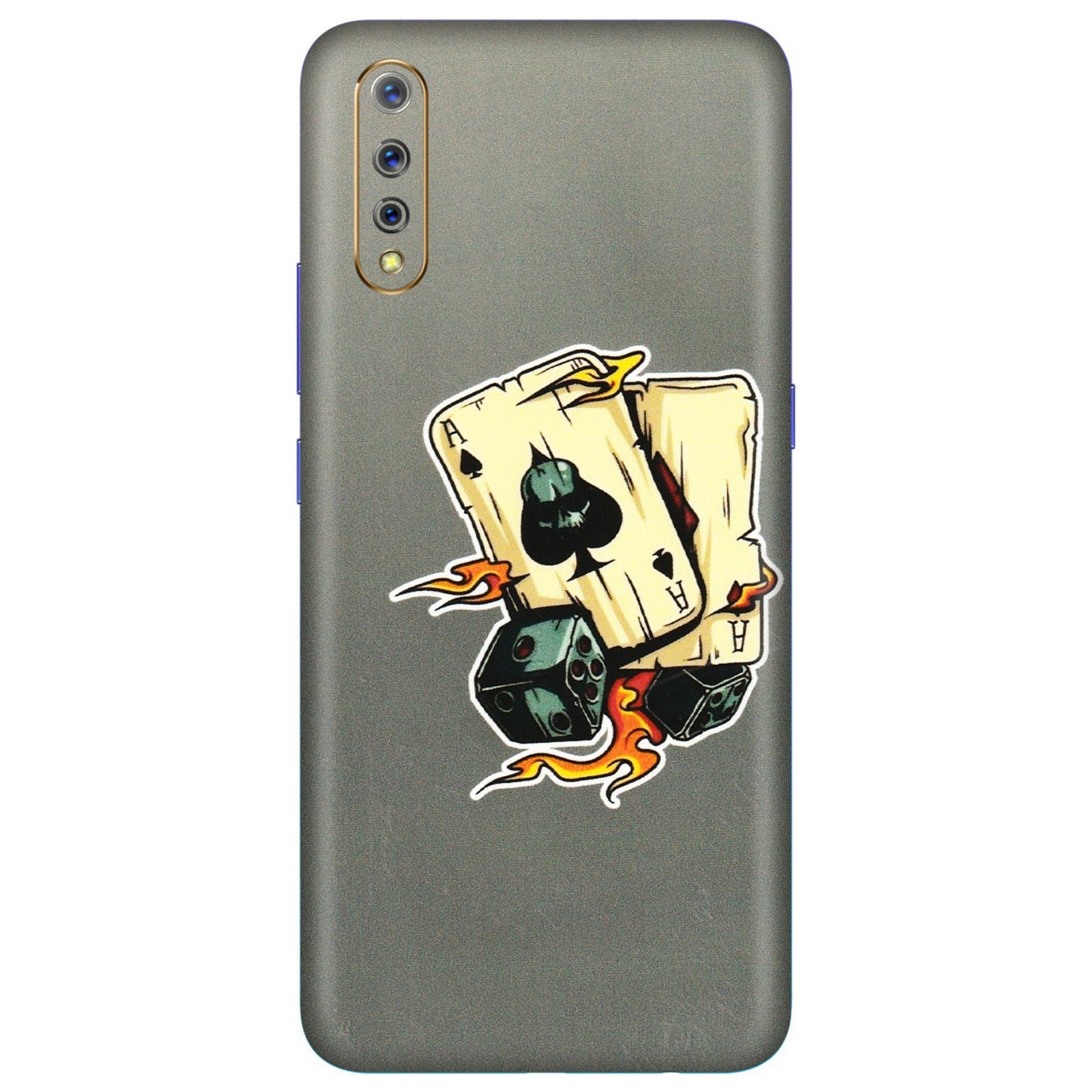 VIVO Z/V/X/T/U/S Series Phone Skins (All Models) - Grey Cards Of Ace - 3D Embossed Finish (L-77) Vivo S1