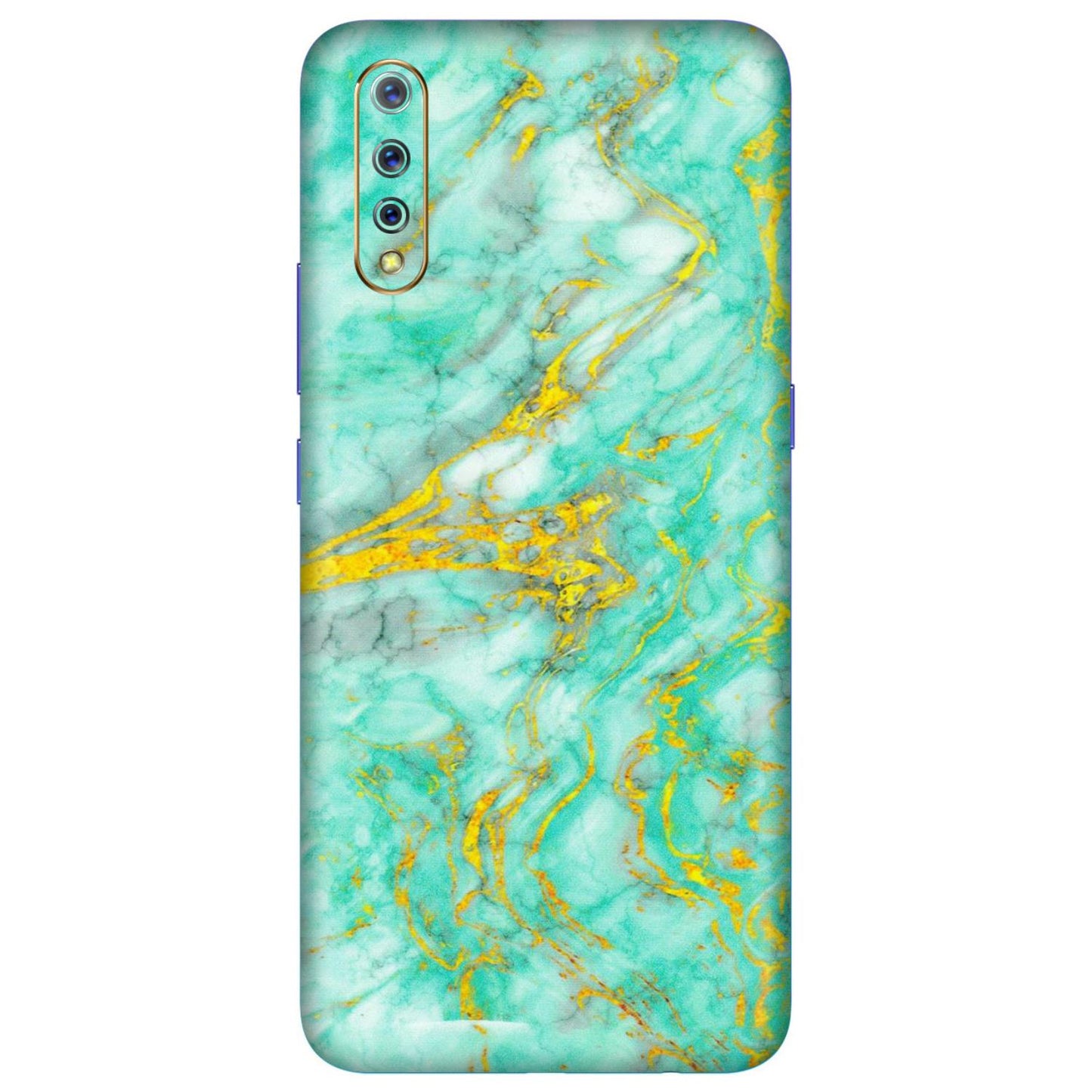 VIVO Z/V/X/T/U/S Series Phone Skins (All Models) - Green And Gold Marble Feel - Matte Finish (M-16) Vivo S1