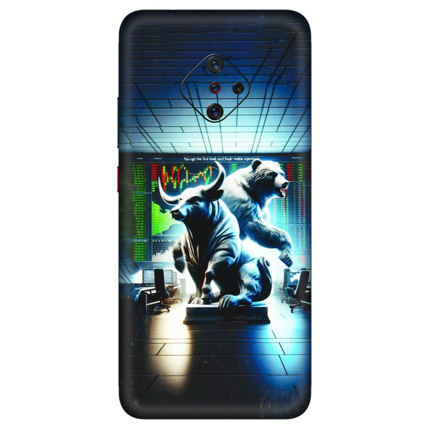 VIVO Z/V/X/T/U/S Series Phone Skins (All Models) - Stock Market Sensex Bear vs Bulls - 3D Embossed Finish (L-15) Vivo S1 Pro