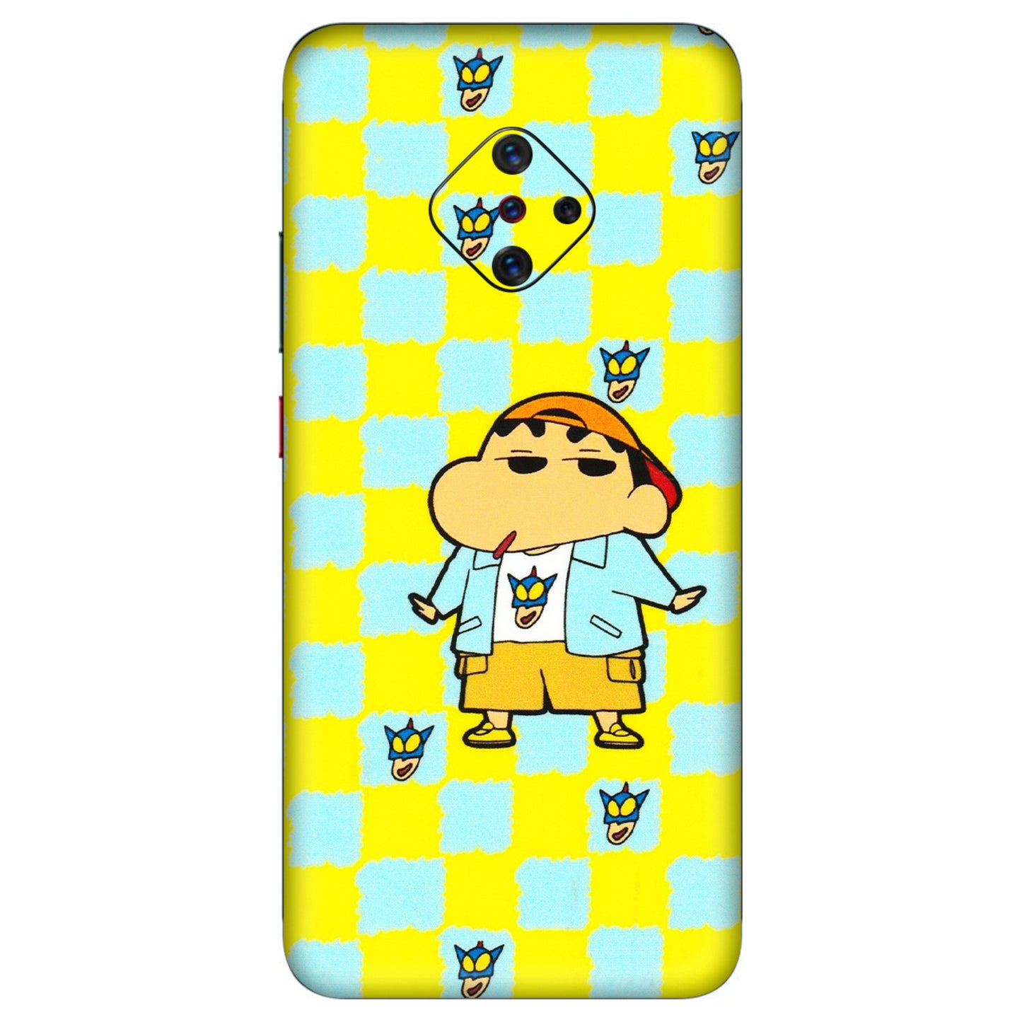 VIVO Z/V/X/T/U/S Series Phone Skins (All Models) - Yellow Blue Shinchan Cute - 3D Embossed Finish (L-221) Vivo S1 Pro
