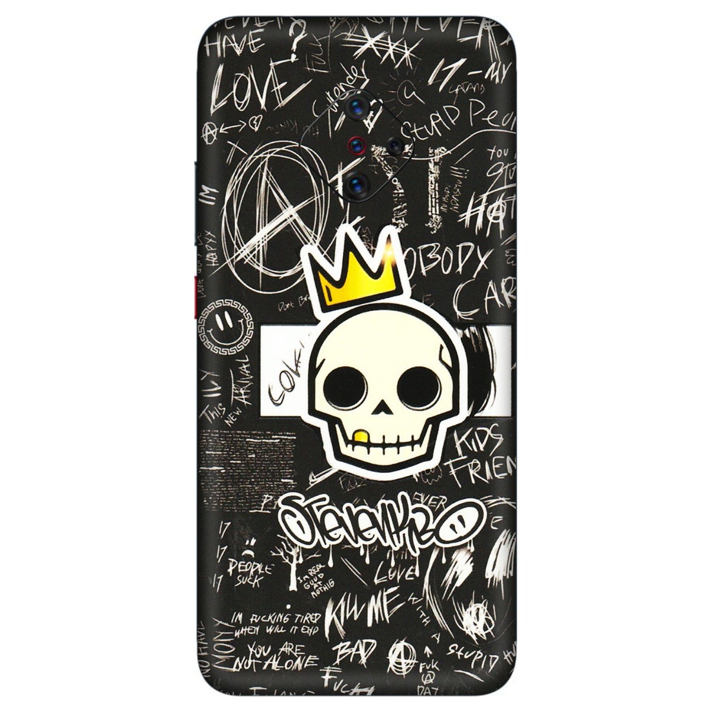 VIVO Z/V/X/T/U/S Series Phone Skins (All Models) - Funny Skull Black Chalk Grafitti - 3D Embossed Finish (L-22) Vivo S1 Pro