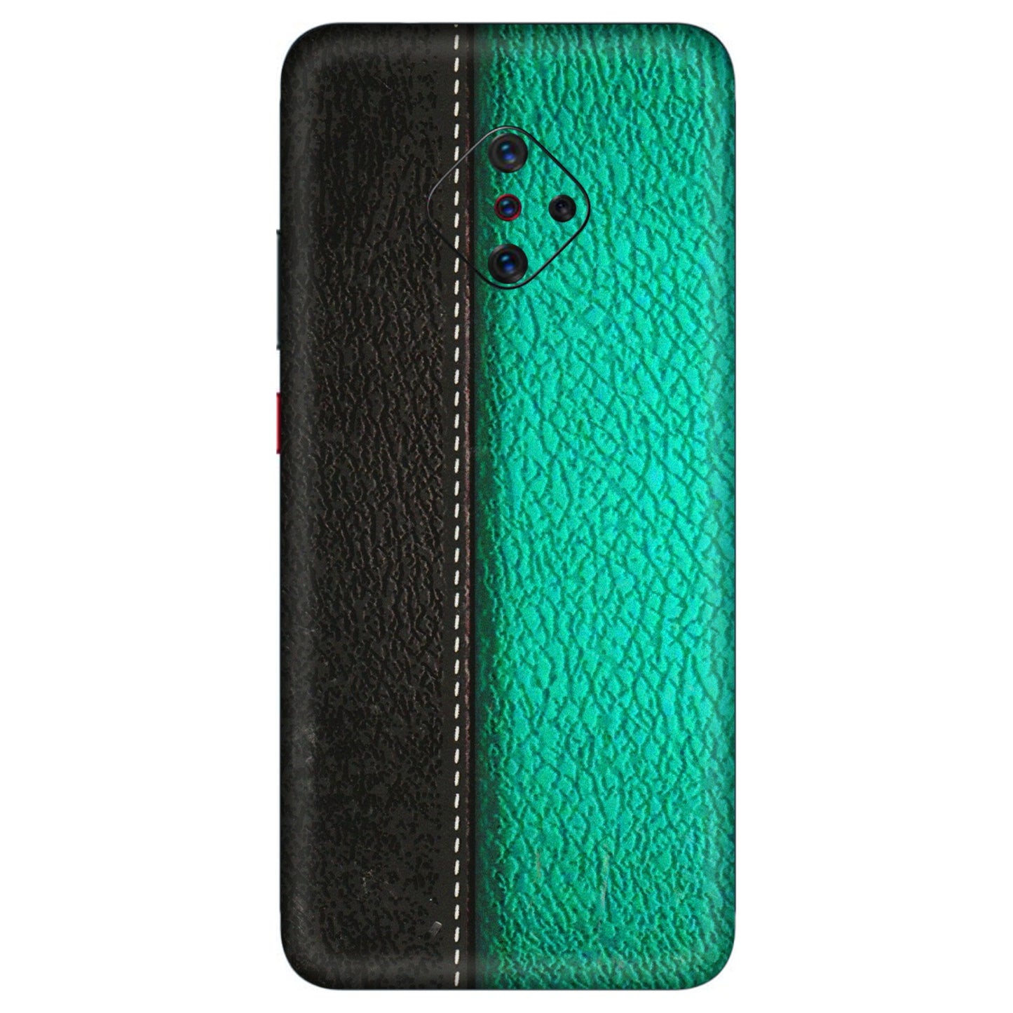 VIVO Z/V/X/T/U/S Series Phone Skins (All Models) - Black Green Dual Leather Stich - 3D Embossed Finish (L-233) Vivo S1 Pro