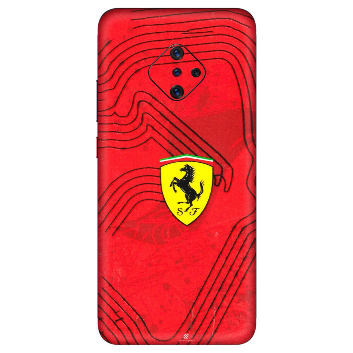 VIVO Z/V/X/T/U/S Series Phone Skins (All Models) - Red Ferrari Logo Stylish - 3D Embossed Finish (L-238) Vivo S1 Pro