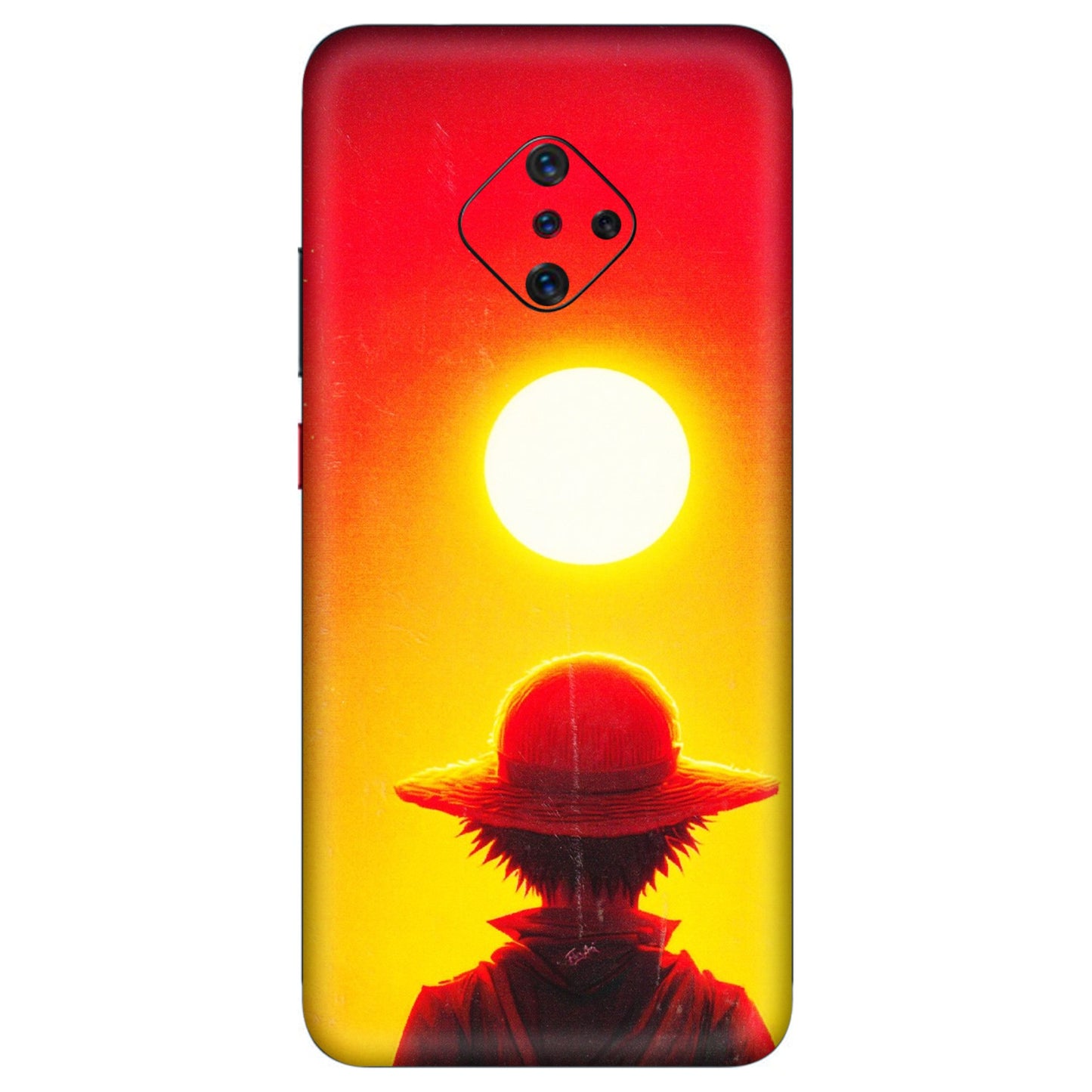 VIVO Z/V/X/T/U/S Series Phone Skins (All Models) - Cool Sunset With Monkey D.Luffy Anime - 3D Embossed Finish (L-329) Vivo S1 Pro
