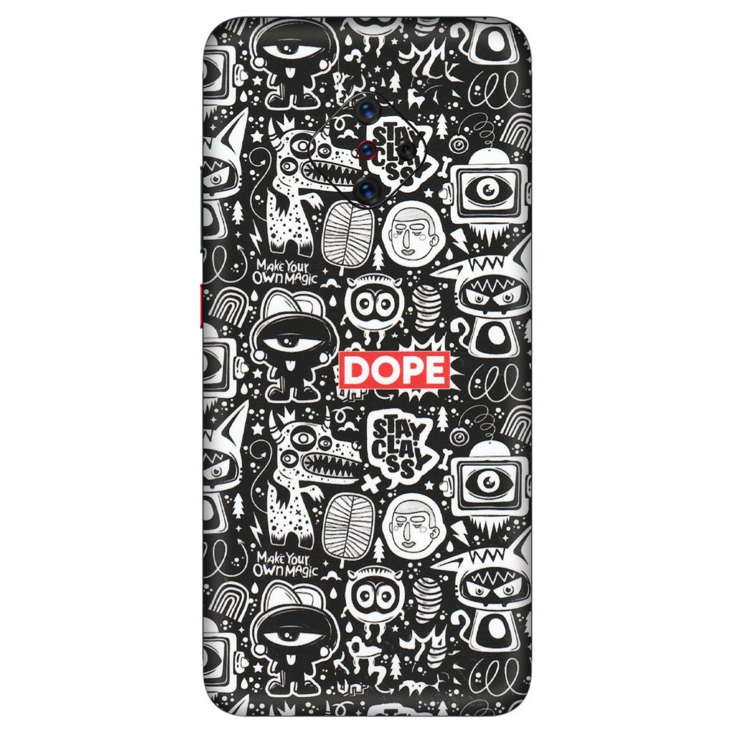 VIVO Z/V/X/T/U/S Series Phone Skins (All Models) - Dope Stay Classy Black Doodles - Matte Finish (M-126) Vivo S1 Pro