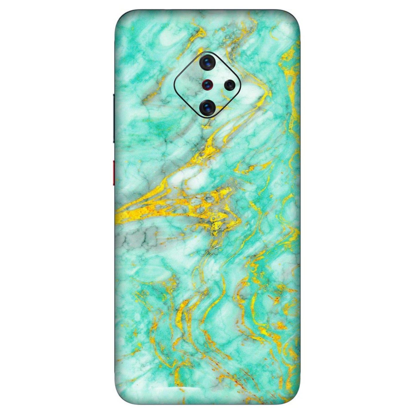 VIVO Z/V/X/T/U/S Series Phone Skins (All Models) - Green And Gold Marble Feel - Matte Finish (M-16) Vivo S1 Pro