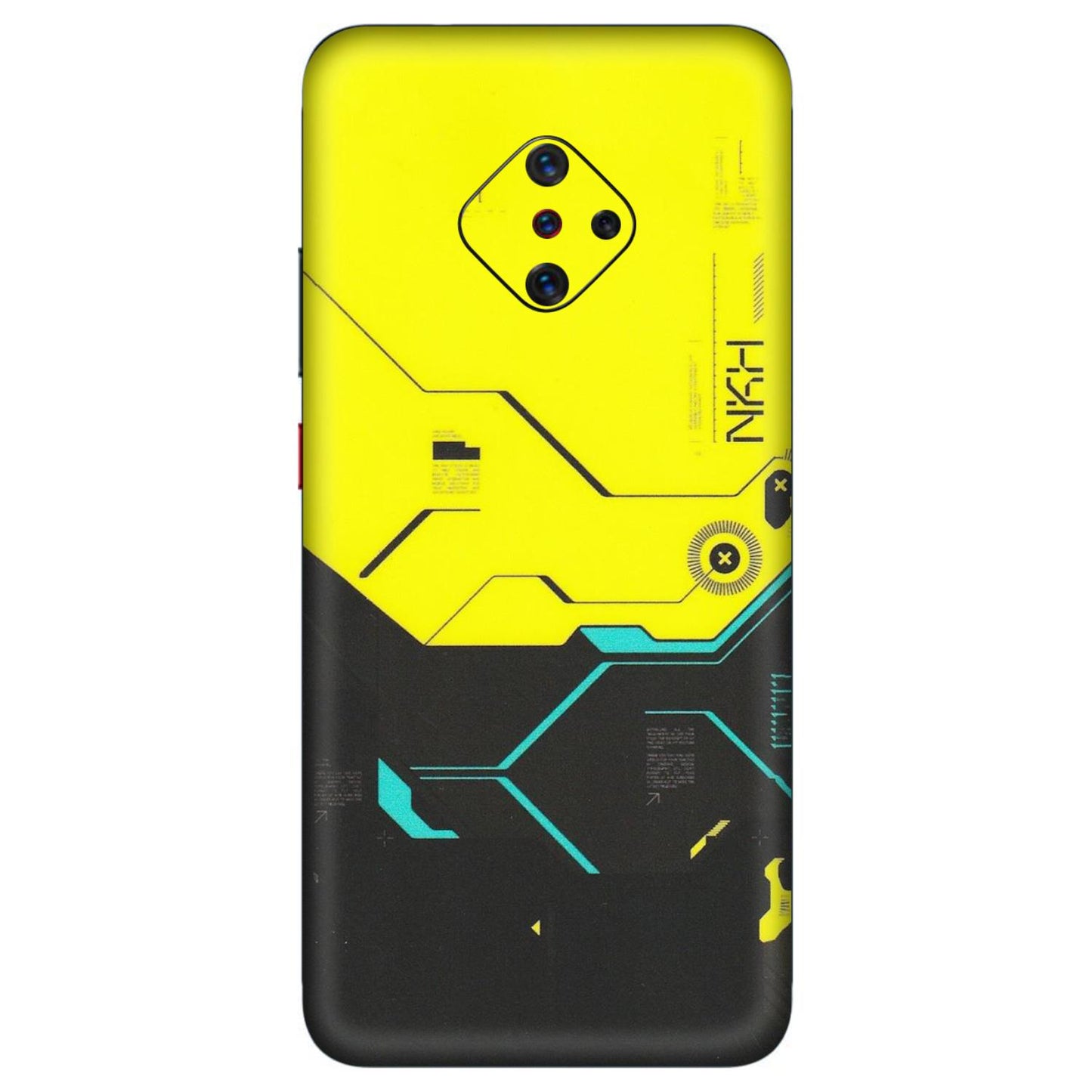 VIVO Z/V/X/T/U/S Series Phone Skins (All Models) - Black Yellow Technica - Matte Finish (M-53) Vivo S1 Pro
