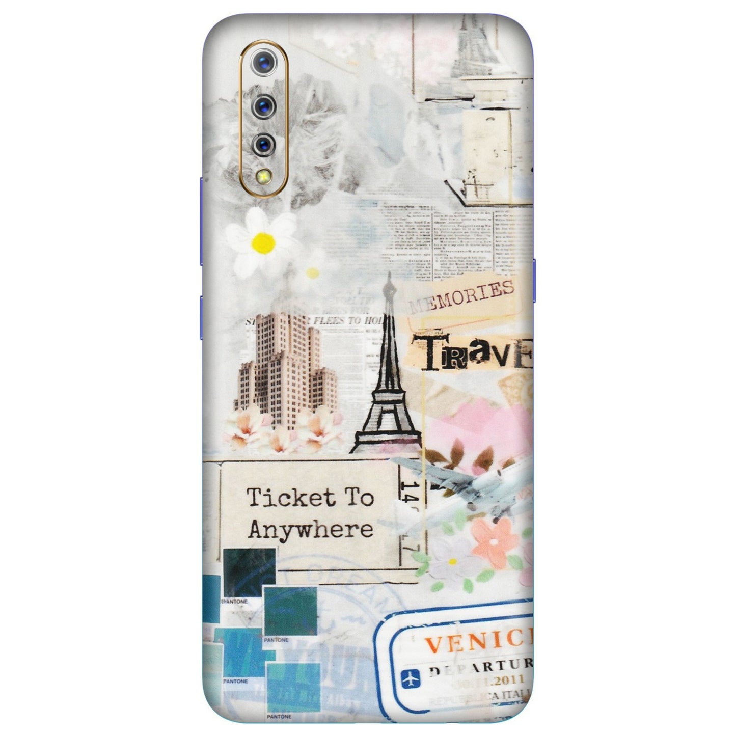 VIVO Z/V/X/T/U/S Series Phone Skins (All Models) - Travel Memories - Transparent Finish (T-09) Vivo S1