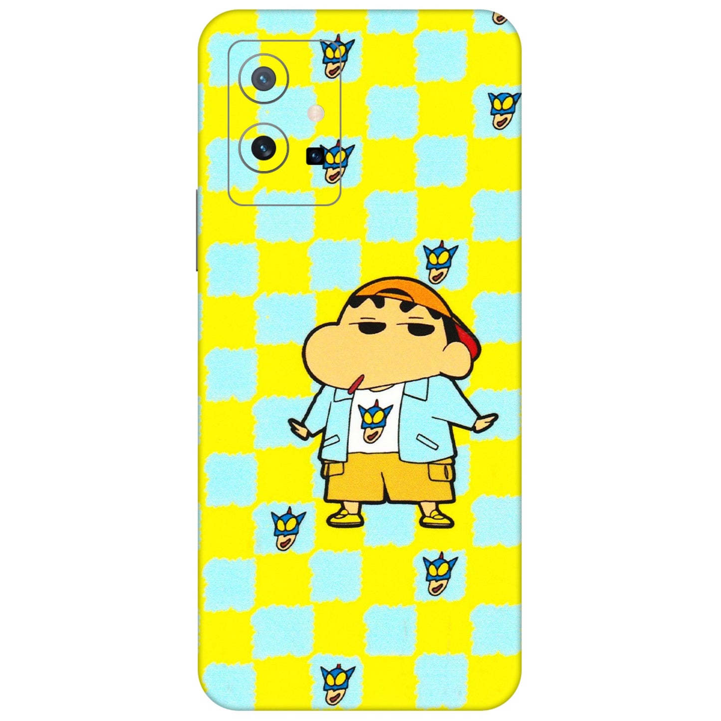 VIVO Z/V/X/T/U/S Series Phone Skins (All Models) - Yellow Blue Shinchan Cute - 3D Embossed Finish (L-221) Vivo T1 (5G)