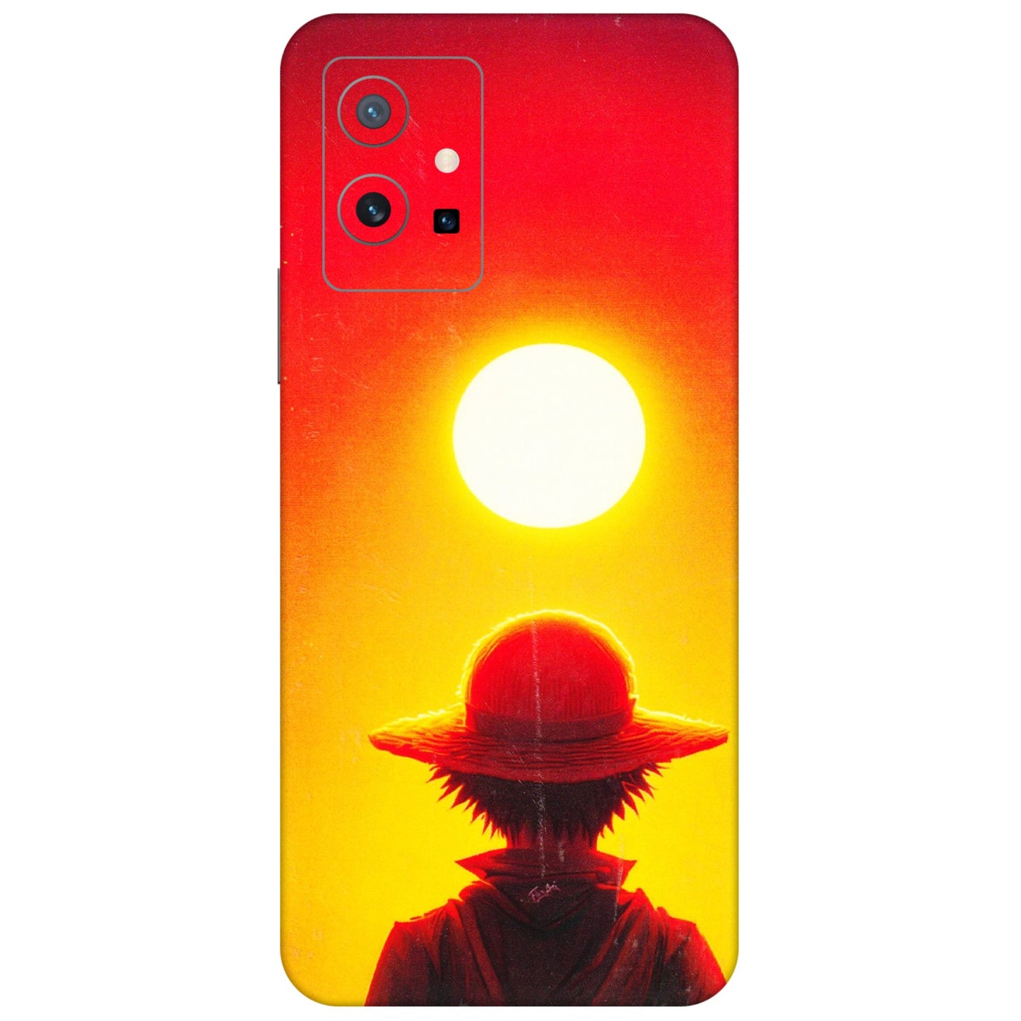 VIVO Z/V/X/T/U/S Series Phone Skins (All Models) - Cool Sunset With Monkey D.Luffy Anime - 3D Embossed Finish (L-329) Vivo T1 (5G)