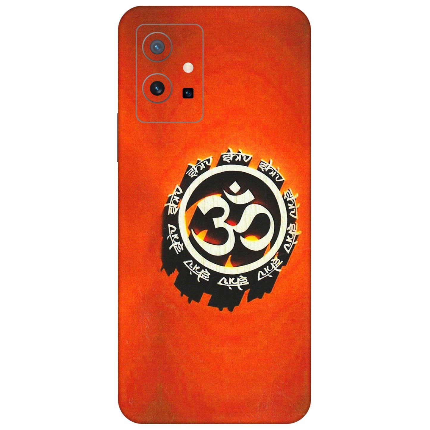 VIVO Z/V/X/T/U/S Series Phone Skins (All Models) - Aum Shiv Orange - 3D Embossed Finish (L-32) Vivo T1 (5G)