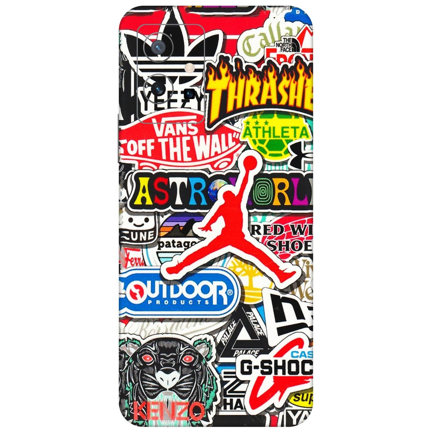 VIVO Z/V/X/T/U/S Series Phone Skins (All Models) - Multi Brands Sticker Graffiti - 3D Embossed Finish (L-37) Vivo T1 (5G)