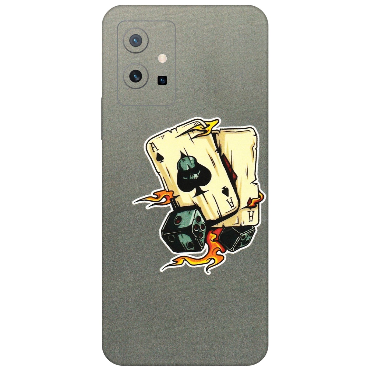 VIVO Z/V/X/T/U/S Series Phone Skins (All Models) - Grey Cards Of Ace - 3D Embossed Finish (L-77) Vivo T1 (5G)
