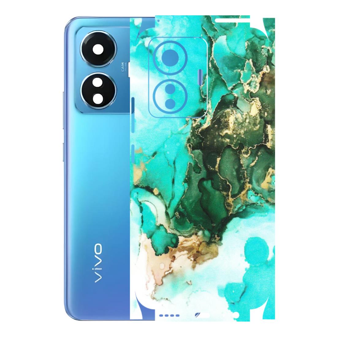 VIVO Z/V/X/T/U/S Series Phone Skins (All Models) - The Blue Gold Marble - Matte Finish (M-124) Vivo T1