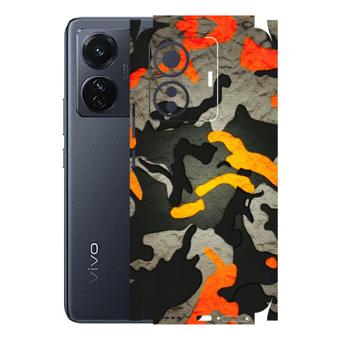 VIVO Z/V/X/T/U/S Series Phone Skins (All Models) - Orange Camouflage - 3D Embossed Finish (L-204) Vivo T1 Pro (5G)