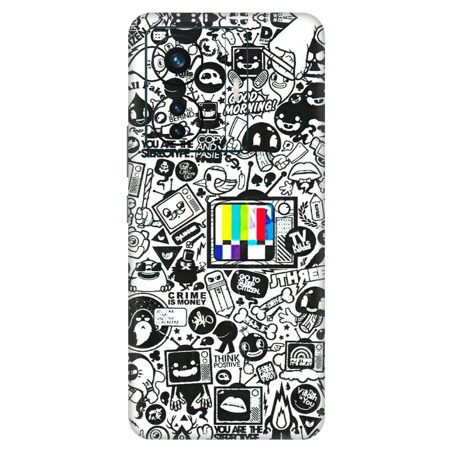 VIVO Z/V/X/T/U/S Series Phone Skins (All Models) - Doodles Positive Art - 3D Embossed Finish (L-263) Vivo T1 Pro (5G)