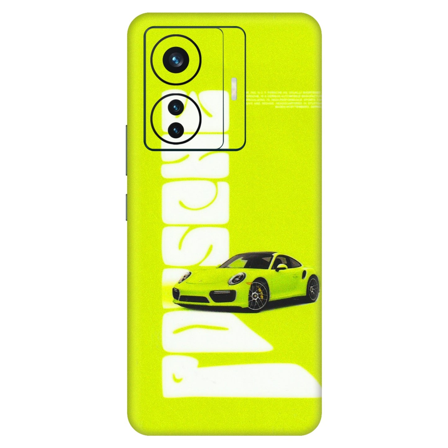 VIVO Z/V/X/T/U/S Series Phone Skins (All Models) - Lime Green Porche - 3D Embossed Finish (L-30) Vivo T1 Pro (5G)