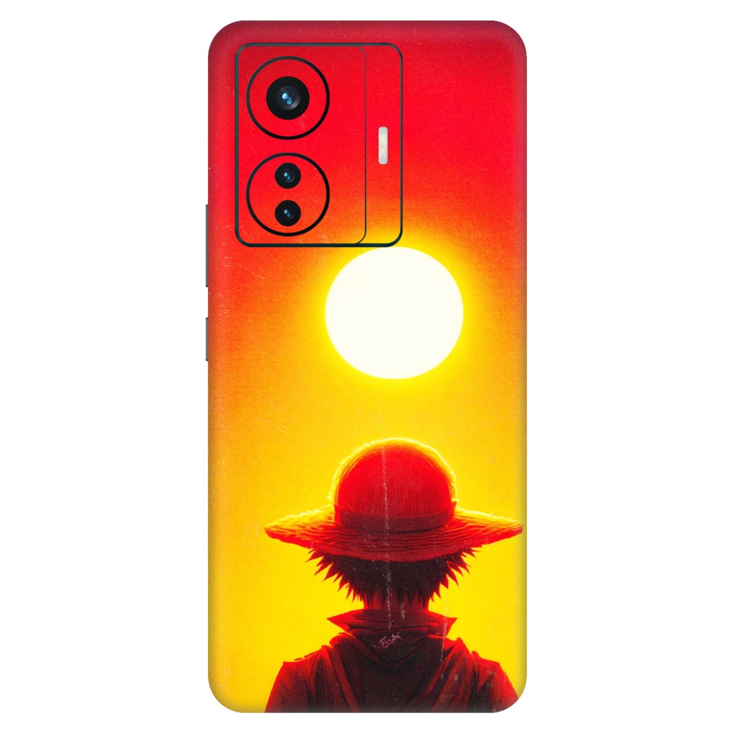 VIVO Z/V/X/T/U/S Series Phone Skins (All Models) - Cool Sunset With Monkey D.Luffy Anime - 3D Embossed Finish (L-329) Vivo T1 Pro (5G)